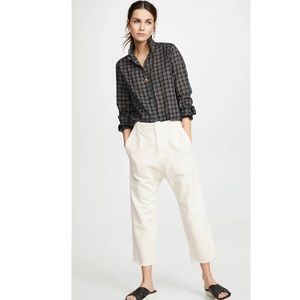 Nili Lotan Long Rise Cotton Twill Luna Pant Trousers in Eggshell 4